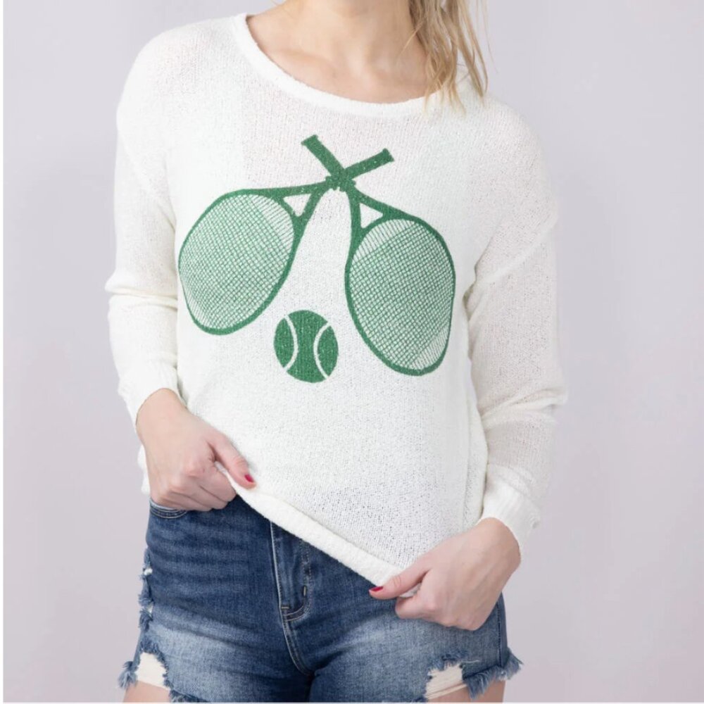 Simply Southern Tennis Sweater for Women in Cream Size XL NWT